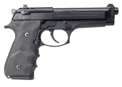 Beretta 92FS Brigadier *CA Compliant 9mm Luger Caliber with 4.90&quot; Barrel, 10+1 Capacity, Black Aluminum Finish Frame, Bruniton Finish Steel Slide &amp; Hogue Wraparound Rubber Grip