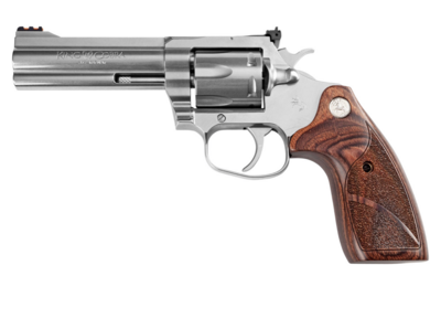 Colt Mfg  King Cobra Target 357 Mag Caliber with 4.25&quot; Barrel, 6rd Capacity Cylinder, Overall Matte Stainless Steel Finish &amp; Altamont Wood Grip