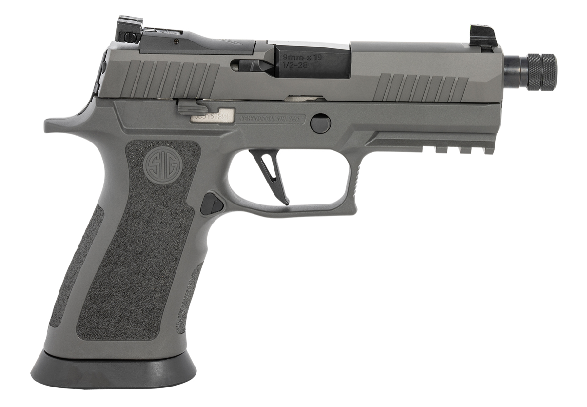 Sig Sauer P320 XCarry Legion 9mm Luger Caliber with 4.60&quot; Threaded Barrel, 17+1 Capacity, Overall Legion Gray Cerakote Metal Finish, Picatinny Rail Frame, Serrated Slide, TXG Grip &amp; XRAY3 Day/Night Si