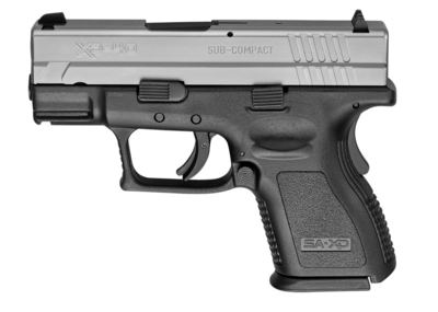 Springfield Armory XD9822 XD Sub-Compact *CA Compliant 40 S&amp;W Caliber with 3&quot; Barrel, 9+1 Capacity, Black Finish Picatinny Rail Frame, Serrated Stainless Steel Slide &amp; Polymer Grip