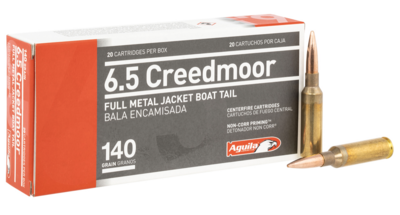 Aguila 6.5 Creedmoor 140 gr Full Metal Jacket Boat-Tail (FMJBT) 20 Bx