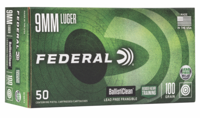 Federal BallistiClean Lead-Free 9mm Luger 100 gr Lead Free Frangible 50 Bx