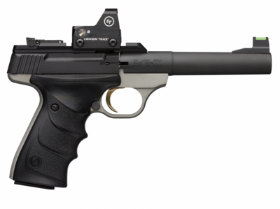 Browning Buck Mark Plus Practical 22 LR Caliber with 5.50&quot; Picatinny Rail Barrel, 10+1 Capacity, Matte Gray Finish Frame, Serrated Matte Black Steel Slide &amp; Finger Grooved Black Ultragrip RX Grip Incl