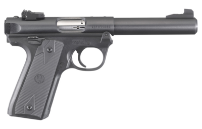 Ruger Mark IV 22/45 22 LR Caliber with 5.50&quot; Bull Barrel, 10+1 Capacity, Overall Blued Finish Steel, Checkered Black Polymer Grip &amp; Adjustable Sight