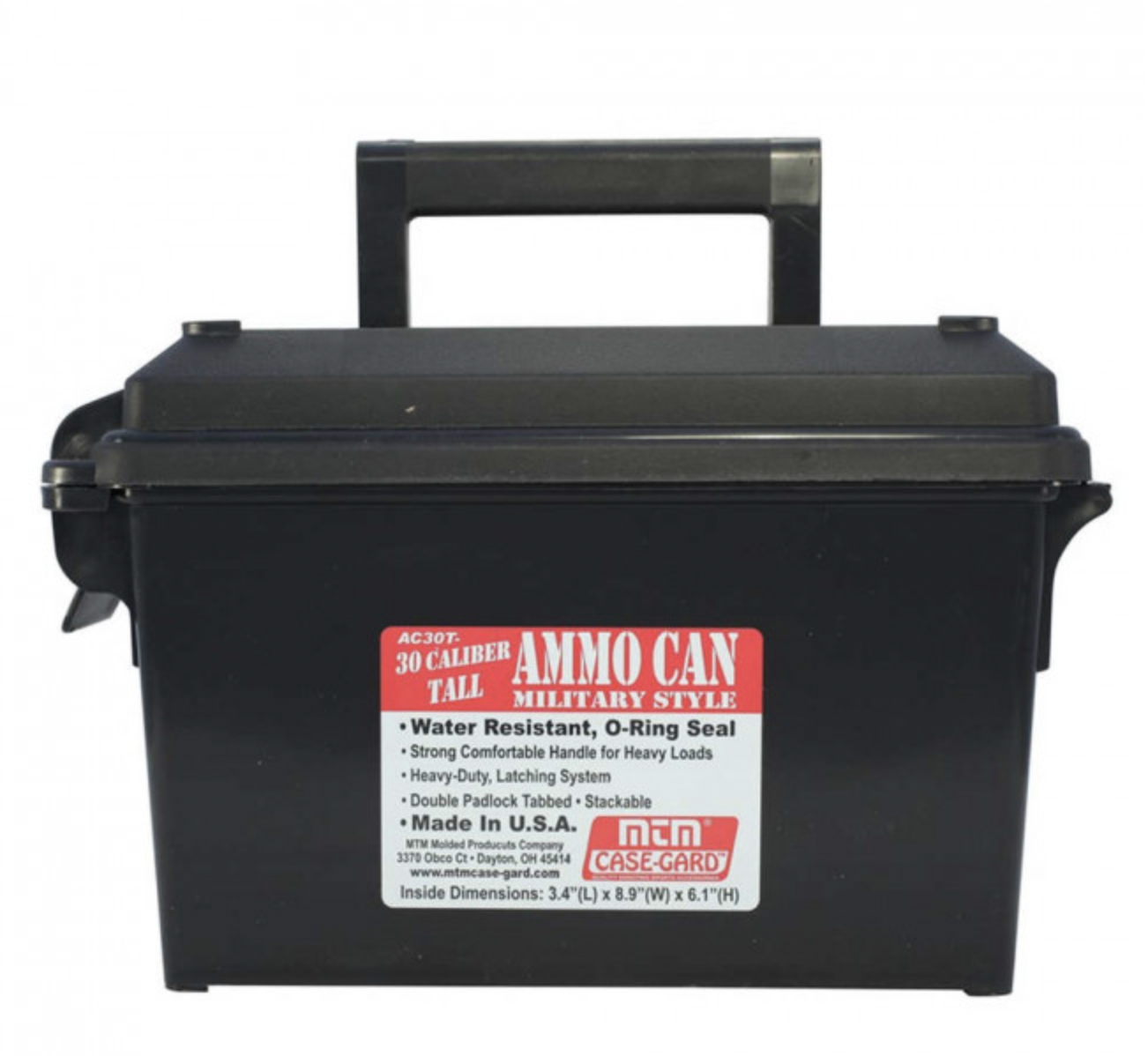 MTM Case-Gard AC30T40 Ammo Can Tall 30 Cal Black Polypropylene
