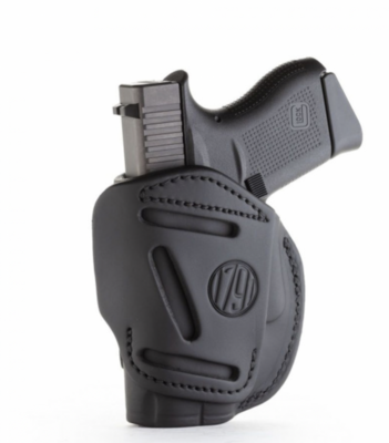 1791 4-WAY CONCEALMENT &amp; BELT LEATHER IWB &amp; OWB HOLSTER - STEALTH BLACK, LEATHER, RIGHT HANDED, SIZE 2