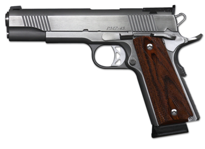 Dan Wesson Pointman Seven *CA Compliant 45 ACP Caliber with 5&quot; Barrel, 8+1 Capacity, Overall Brushed Stainless Steel Finish, Beavertail Frame, Serrated Slide, Wood Grip &amp; Adjustable Rear Sight