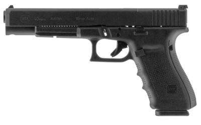Glock G40 Gen4 MOS 10mm Auto Caliber with 6.02&quot; Barrel, 15+1 Capacity, Overall Black Finish, Picatinny Rail Frame, Serrated/MOS Cuts Long Steel Slide, Finger Grooved Rough Texture Interchangeable Back
