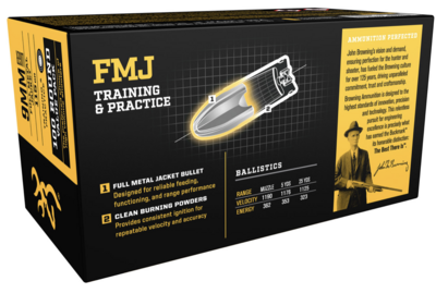Browning Ammo Training &amp; Practice 9mm Luger 115 GR Full Metal Jacket (FMJ) 100 Bx