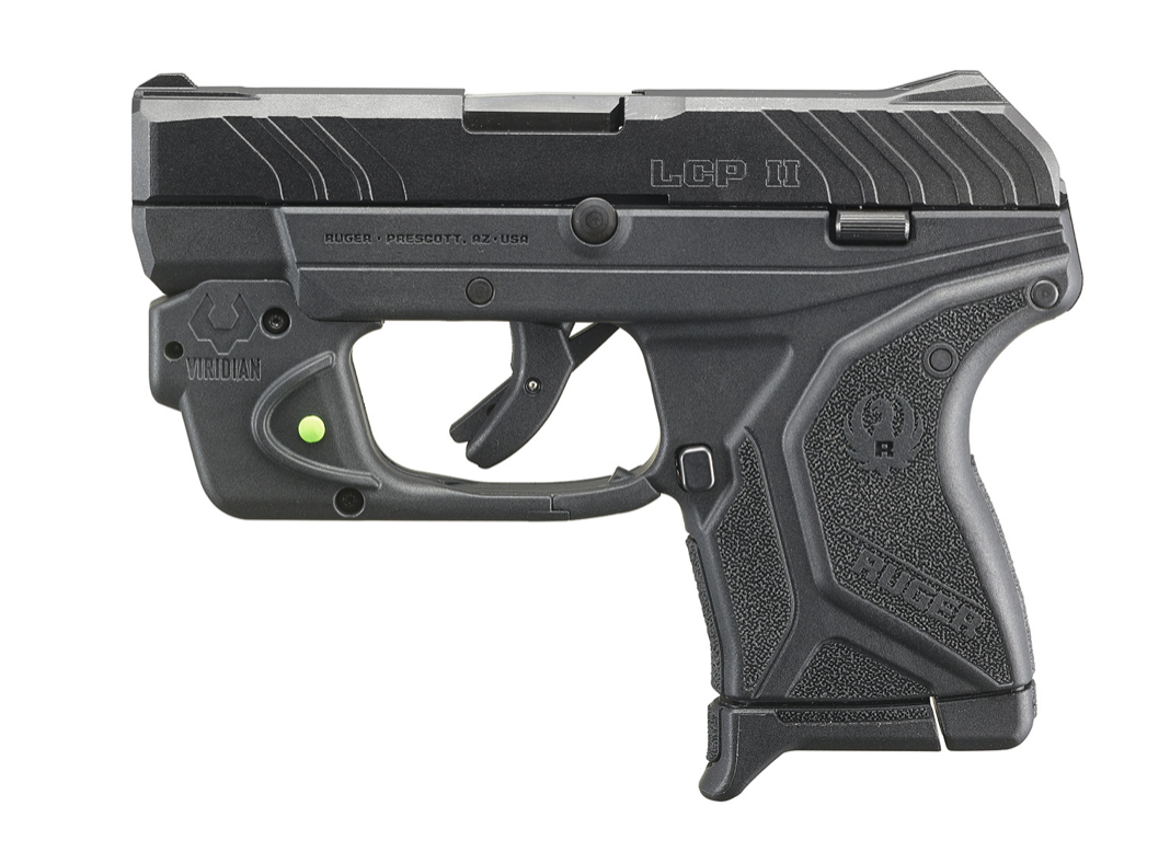 Ruger 13711 LCP II 380 ACP Caliber with 2.75&quot; Barrel, 6+1 Capacity, Black Finish Frame, Serrated Black Oxide Steel Slide &amp; Textured Polymer Grip Includes Viridian Green Laser