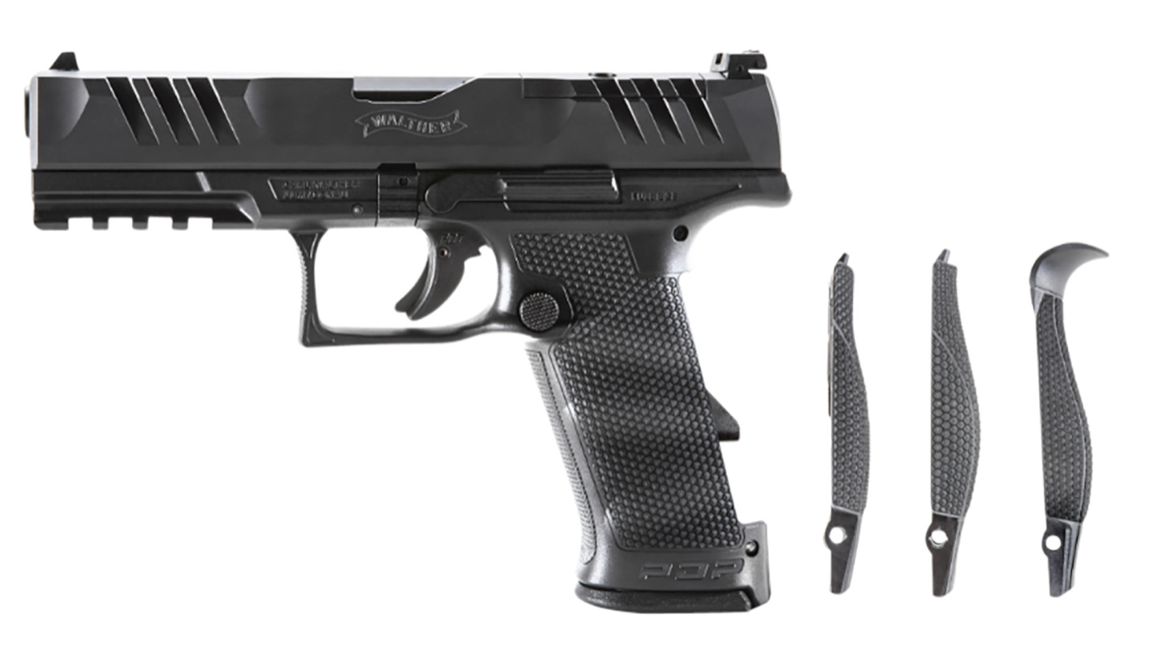 Walther Arms PDP Optic Ready 9mm Luger Caliber with 4.50&quot; Barrel, 18+1 Capacity, Black Finish Picatinny Rail Frame, Serrated/Optic Cut Black Steel Slide &amp; Performance Duty Textured Polymer Grip