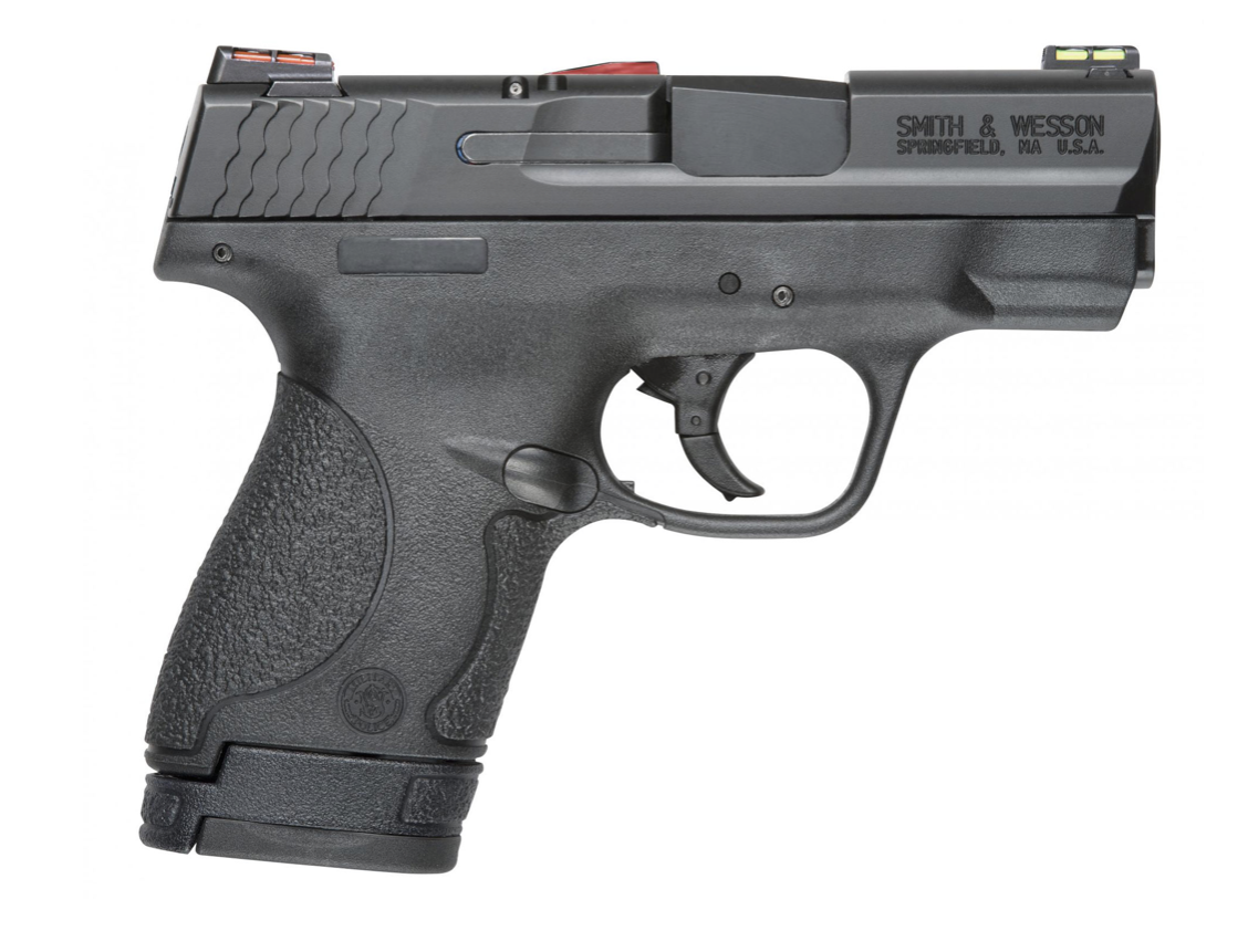Smith &amp; Wesson 11906 M&amp;P Shield *CA Compliant 40 S&amp;W Caliber with 3.10&quot; Barrel, 6+1 or 7+1 Capacity, Matte Black Finish Frame, Serrated Black Armornite Stainless Steel Slide, Polymer Grip &amp; HiViz Sigh