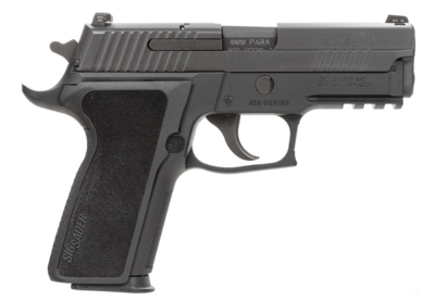 Sig Sauer P229 Compact Enhanced Elite *CA Compliant 9mm Luger Caliber with 3.90&quot; Barrel, 10+1 Capacity, Black Hardcoat Anodized Finish Aluminum Picatinny Rail Frame, Serrated Black Nitron Stainless St