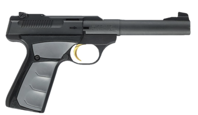 Browning Buck Mark Camper *CA Compliant 22 LR Caliber with 5.50&quot; Barrel, 10+1 Capacity, Overall Matte Black Metal Finish, Serrated Slide &amp; Gray Ultragrip FX Grip