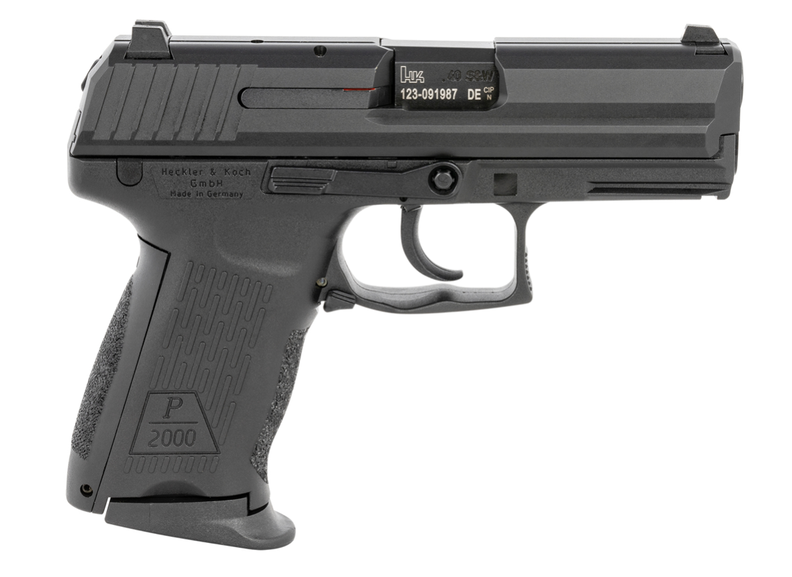 HK  P2000 V2 LEM DAO 40 S&amp;W Caliber with 3.66&quot; Barrel, 10+1 Capacity, Overall Black Finish, Picatinny Rail Frame, Serrated Steel Slide &amp; Interchangeable Backstrap Grip Includes 2 Mags