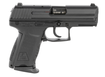 HK  P2000 V2 LEM DAO 40 S&amp;W Caliber with 3.66&quot; Barrel, 10+1 Capacity, Overall Black Finish, Picatinny Rail Frame, Serrated Steel Slide &amp; Interchangeable Backstrap Grip Includes 2 Mags