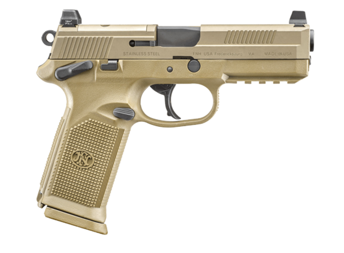 FN FNX Tactical 45 ACP 4.50&quot; Barrel 10+1 , Flat Dark Earth , Night Sights , Manual Safety , Optics Ready