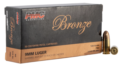 PMC 9G Bronze Target 9mm Luger 124 gr Full Metal Jacket (FMJ) 50 Bx