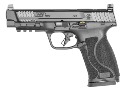 Smith &amp; Wesson 13387 M&amp;P M2.0 Optic Ready Striker Fire 10mm Auto Caliber with 4.60&quot; Barrel, 15+1 Capacity, Overall Matte Black Finish, Picatinny Rail Frame, Serrated/Optic Cut Armornite Slide, Interch