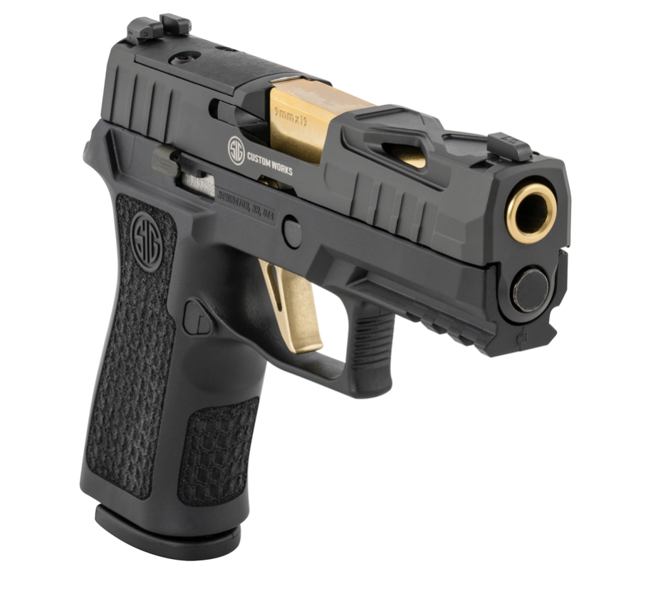 Sig Sauer P320V002 P320 XCarry Spectre 9mm Luger Caliber with 3.90&quot; TiN Gold Finish Barrel, 17+1 Capacity, Overall Black Finish Stainless Steel, Serrated Nitron Slide, XCompact Laser Engraved Polymer