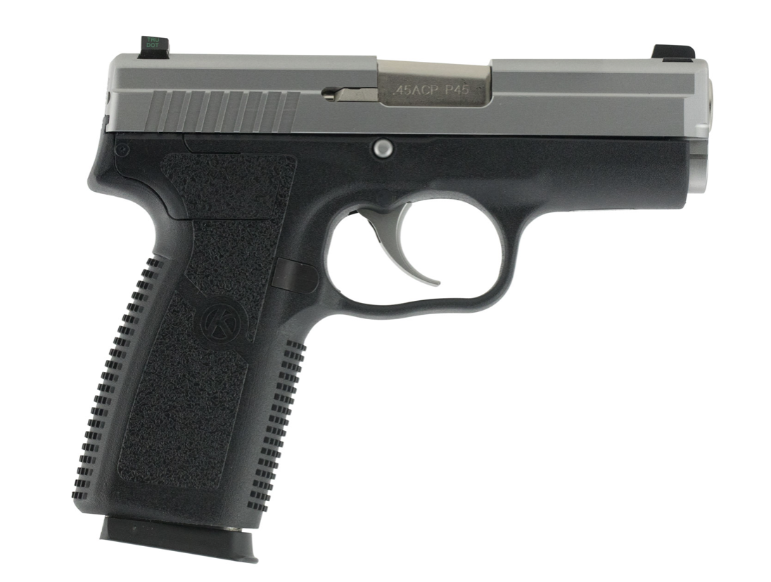 Kahr Arms KP4543N P *CA Compliant 45 ACP Caliber with 3.40&quot; Barrel, 6+1 Capacity, Black Finish Frame, Serrated Matte Stainless Steel Slide, Textured Polymer Grip &amp; TruGlo Night Sights