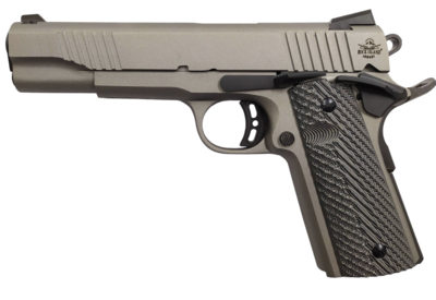 Rock Island 56419 Rock Standard FS *CA Compliant 45 ACP Caliber with 5&quot; Barrel, 8+1 Capacity, Overall Gun Metal Gray Cerakote Finish Steel, Beavertail Frame, Serrated Slide &amp; Black G10 Grip