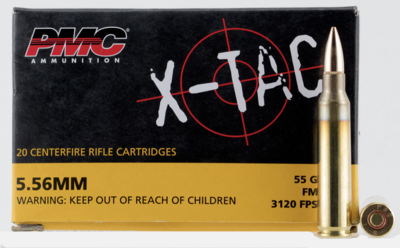 PMC X-TAC 5.56 NATO Ammunition 20 Rounds FMJBT 55 Grains 5.56X
