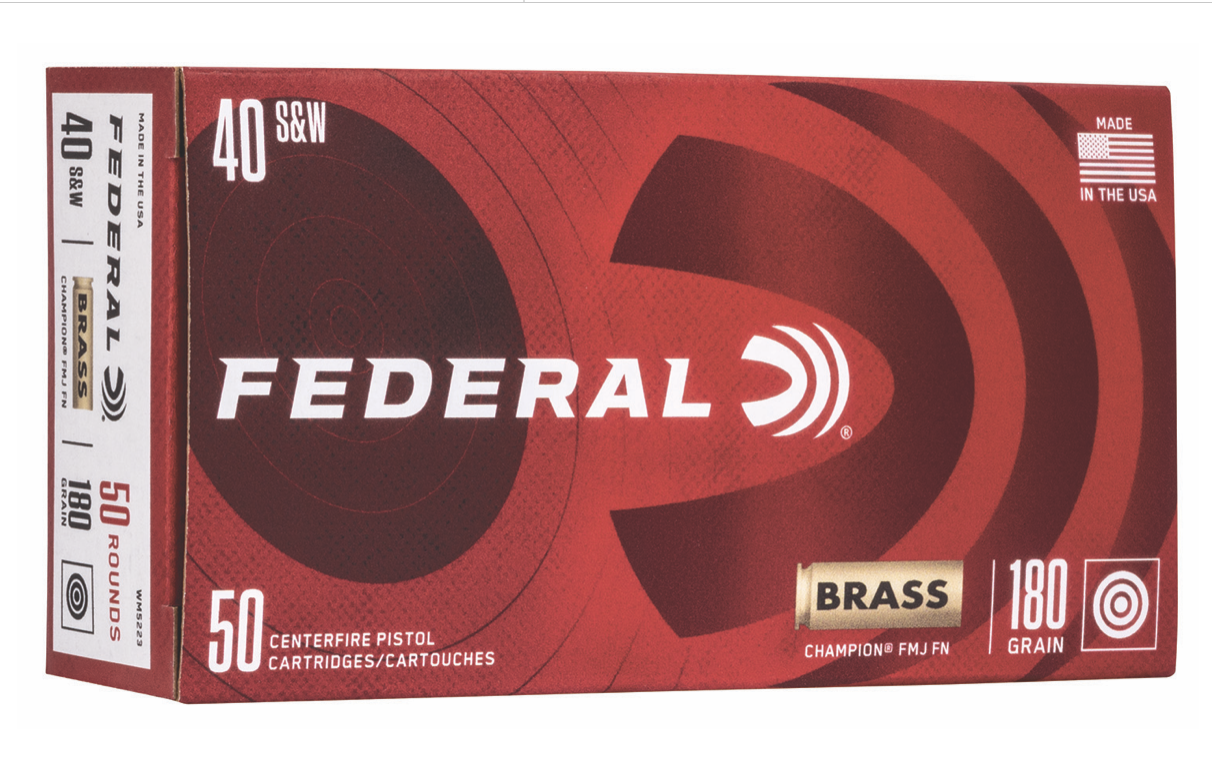 Federal Champion Training 40 S&amp;W 180 gr 1000 fps Full Metal Jacket (FMJ) 50 Bx