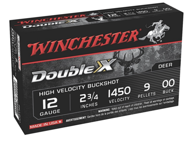 Winchester Ammo  Double X High Velocity 12 Gauge 2.75&quot; 9 Pellets 1450 fps Copper-Plated 00 Buck Shot 5 Bx