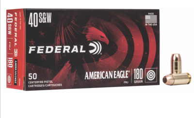 Federal American Eagle 40 S&amp;W 180 gr 1000 fps Full Metal Jacket (FMJ) 50 Bx