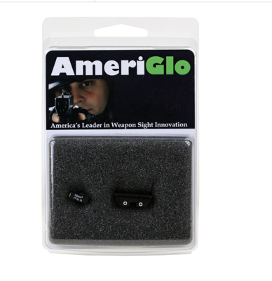 AmeriGlo GL115 Classic 3-Dot Night Sight Set Tritium Green with White Outline Front, Yellow with White Outline Rear Black Frame for Most Glock Gen1-4