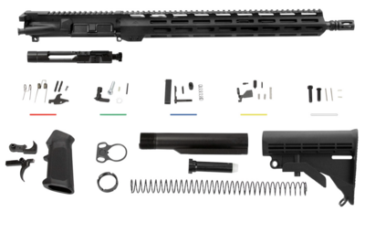 AIM Sports  Complete AR-15 Build Kit 5.56x45mm NATO 16&quot; Black Hardcoat Anodized Aluminum Rec Chrome Moly Barrel with Mid-Length Gas Tube for AR-15