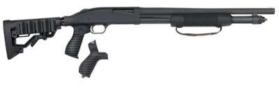 Mossberg 590 Tactical 12 Gauge 3&quot; 6+1 18.50&quot; Cylinder Bore Barrel Matte Blued Rec Black FLEX 6 Position Stock Right Hand Includes FLEX Pistol Grip