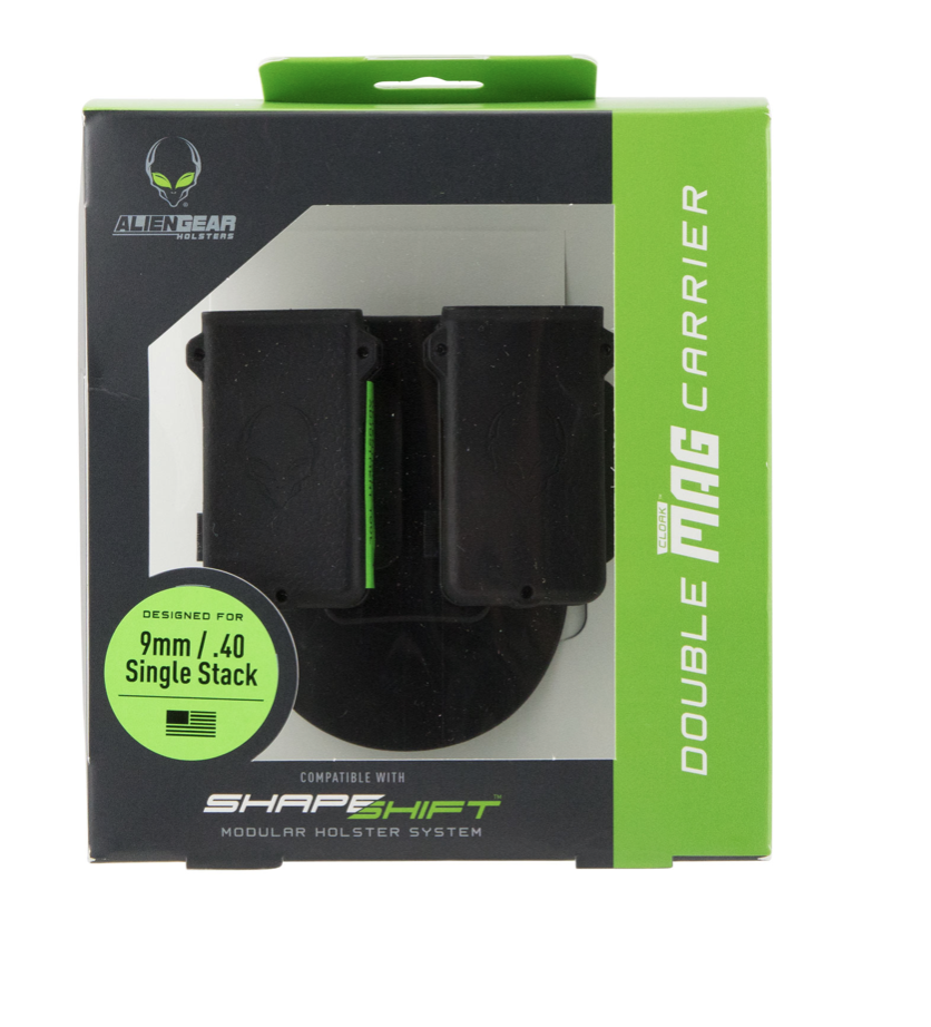 Alien Gear Holsters Cloak Mag Carrier Double Black Polymer Paper Compatible w/ Single Stack Compatible w/ Alien Gear Shape Shift Modular Holster System
