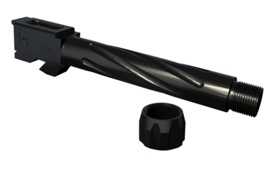 Rival Arms RA20G412A Conversion Barrel 9mm Luger 4.49&quot; Black PVD Finish 416R Stainless Steel Material with Fluting &amp; Threading for Glock 22 Gen3-4
