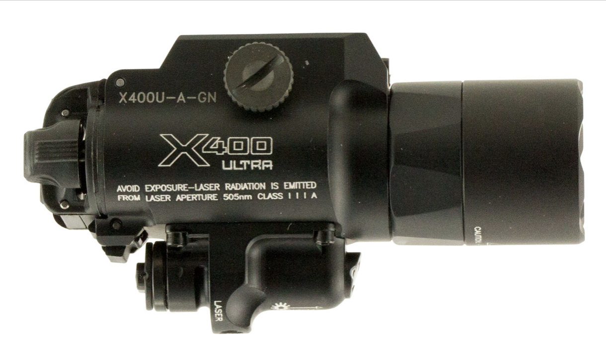 SureFire X400UAGN X400U Weapon Light 1000 Lumens Output White LED Light Green Laser 213 Meters Beam Picatinny/Weaver/Glock Rails Mount Black Anodized Aluminum