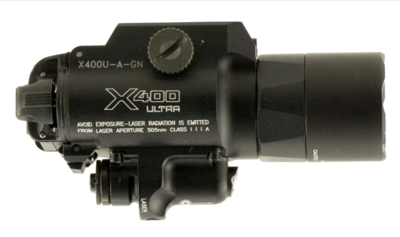 SureFire X400UAGN X400U Weapon Light 1000 Lumens Output White LED Light Green Laser 213 Meters Beam Picatinny/Weaver/Glock Rails Mount Black Anodized Aluminum