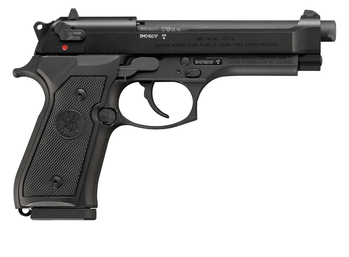 Beretta USA J90A1M9F18 M9 22 LR 10+1 5.30&quot; Black Burniton Steel Slide &amp; Aluminum with Beavertail Frame w/Checkered Black Aluminum Grip