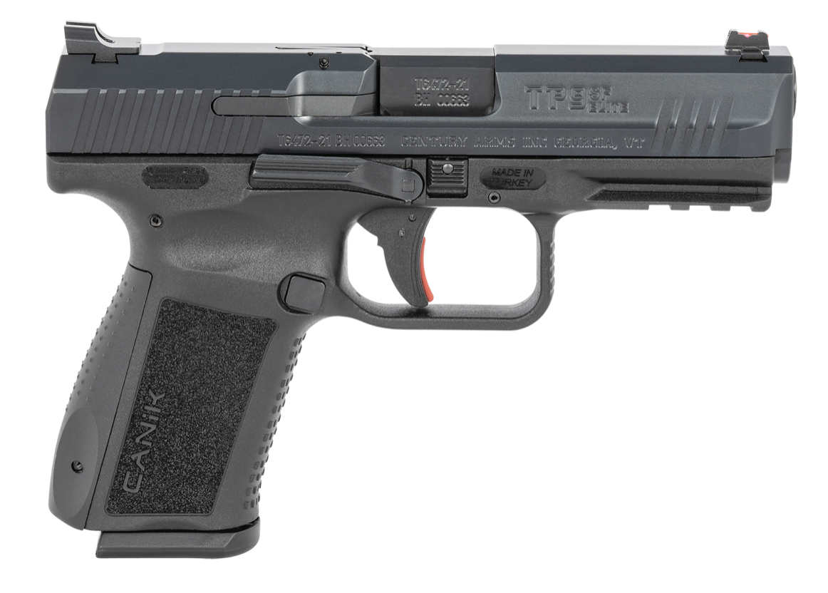 Canik HG4870N TP9SF Elite 9mm Luger Caliber with 4.19&quot; Barrel, 10+1 Capacity, Black Finish with Picatinny Rail Frame, Serrated Nitride Finish Steel Slide &amp; Interchangeable Backstrap Grip Includes 2 Ma