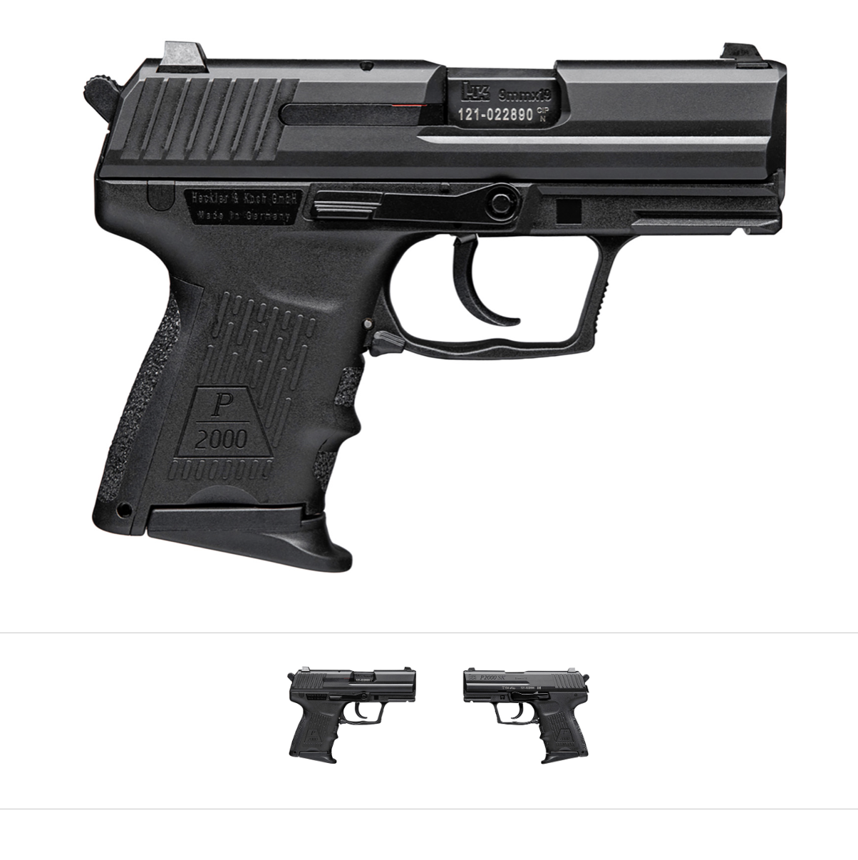 HK P2000 Subcompact V3 SA/DA 9mm Luger Caliber with 3.26&quot; Barrel, 10+1 Capacity, Black Finish with Picatinny Rail Frame, Serrated Steel Slide &amp; Finger Grooved Interchangeable Backstrap Grip Includes 2