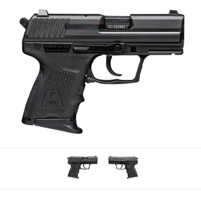 HK P2000 Subcompact V3 SA/DA 9mm Luger Caliber with 3.26&quot; Barrel, 10+1 Capacity, Black Finish with Picatinny Rail Frame, Serrated Steel Slide &amp; Finger Grooved Interchangeable Backstrap Grip Includes 2