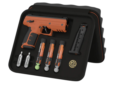 Byrna Technologies SK68300ORNPEPPER SD Kinetic Kit CO2 .68 Cal 5rd, Orange Polymer, Rubber Honeycomb Grip, C02 &amp; 15 Projectiles Included