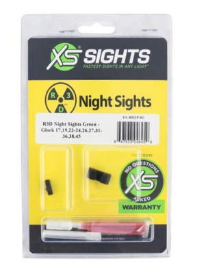 XS Sights GLR012P6G R3D Night Sights 3-Dot Set Tritium Green with Green Outline Front, Green Rear Black Frame for Most Glock