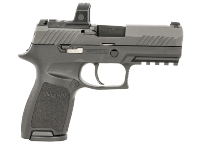 Sig Sauer 320C9BRXZP P320 Compact RXZP 9mm Luger 15+1 3.90&quot; Black Nitron Serrated SS Slide, Black Nitron w/Picatinny Rail Frame, Black Polymer Grip *Features ROMEO ZERO