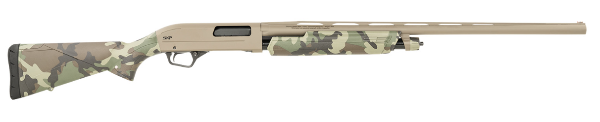 Winchester Repeating Arms 512434291 SXP Hybrid Hunter 12 Gauge 26&quot; 4+1 (2.75&quot;) 3.5&quot; Chamber, Flat Dark Earth Cerakote Rec/Barrel, Woodland Camo Furniture, TruGlo Fiber Optic Sight, 3 Invector-Plus Cho