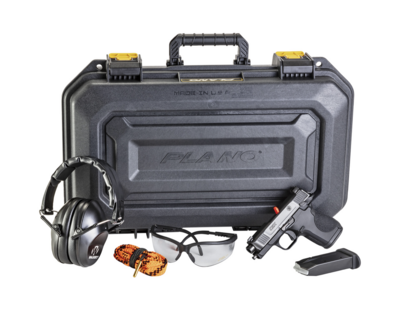 Smith &amp; Wesson CSX Range Kit 9mm Luger 10+1/12+1 3.10&quot; Matte Black Armonite Barrel, Serrated Black Armornite SS Slide, Black Interchangeable Backstrap Grip Includes Case/Cleaner/Glasses/Muff