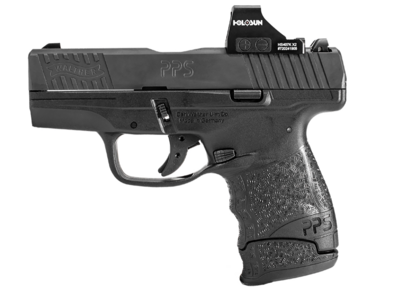 Walther Arms PPS M2 9mm Luger 6+1/7+1 3.20&quot; Barrel, Polymer Frame, Serrated/Optic Cut Matte Black Tenifer Steel Slide, Finger Grooved Polymer Grip Includes Holosun 407K Red Dot