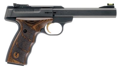 Browning 051428490 Buck Mark Aluminum Frame 22 LR 10+1 5.50&quot; Slab Side Barrel, Matte Black Serrated Steel Slide &amp; Aluminum Brown Finger Grooved Laminate Grips
