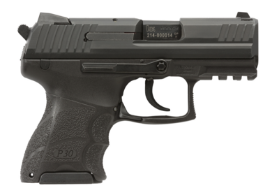 HK 81000544 P30 Subcompact V3 SA/DA 9mm Luger Caliber with 3.27&quot; Barrel, 10+1 or 13+1 Capacity, Black Finish with Picatinny Rail Frame, Serrated Steel Slide, Finger Grooved Interchangeable Backstrap G