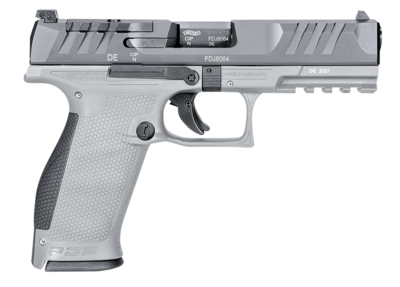 Walther Arms 2858371 PDP Optic Ready 9mm Luger Caliber with 4.50&quot; Barrel, 18+1 Capacity, Gray Finish Picatinny Rail Frame, Serrated/Optic Cut Black Steel Slide &amp; Performance Duty Textured Black Polyme